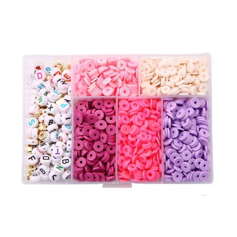 

Clay Beads For Bracelet Making, Clay Beads For Making, Flat Round Polymer Clay Spacer Beads For DIY Bracelet Craft