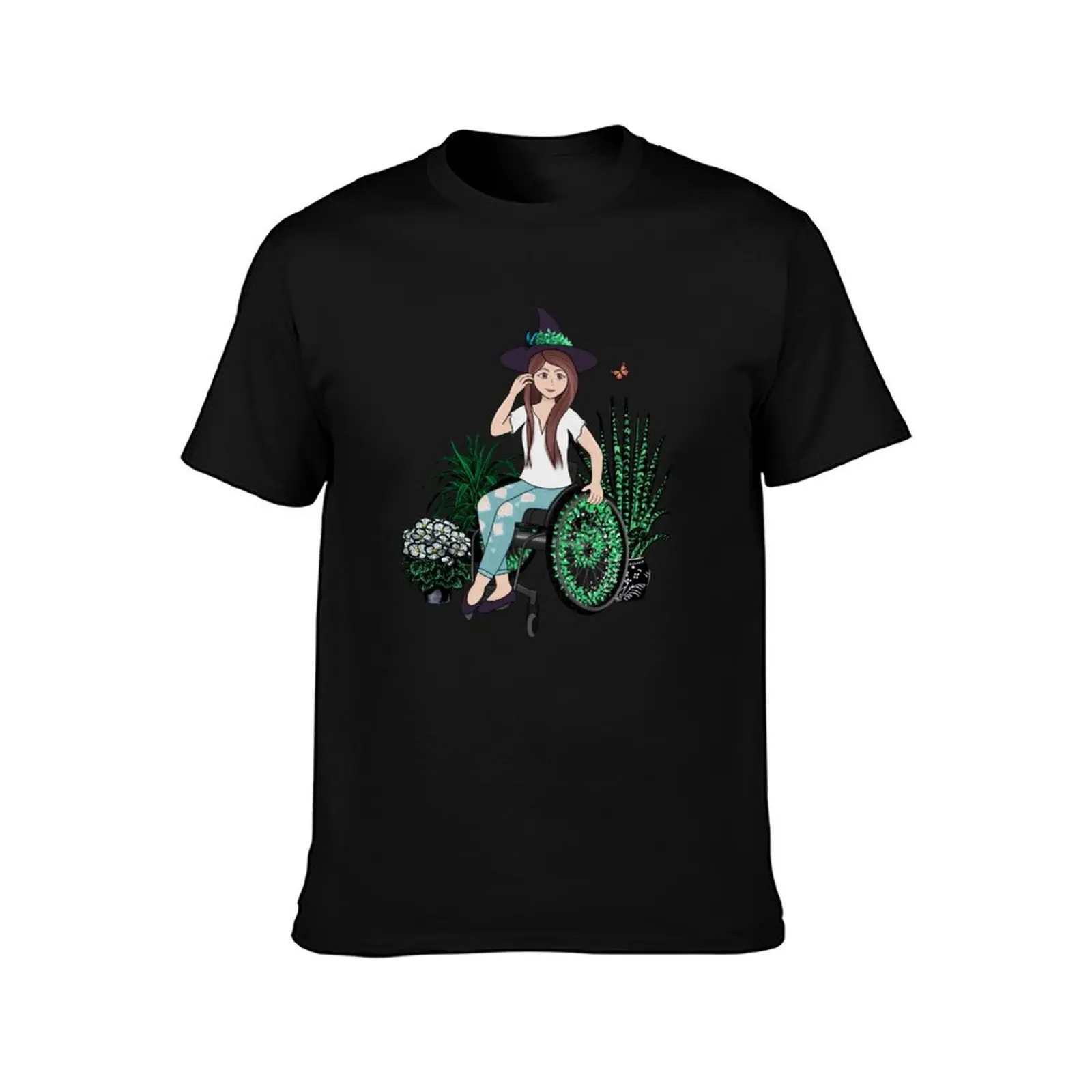 Plant Witch & Disabled Wheelchair User T-Shirt cotton t-shirt plain for man package T-Shirt