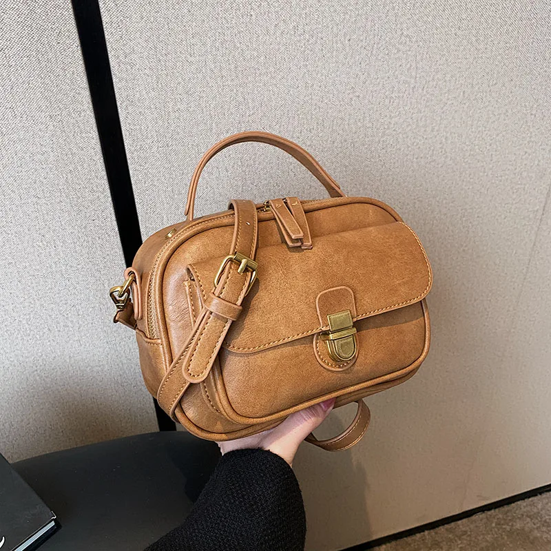 Vintage Handbag High Quality PU Leather Single Shoulder Crossbody Bags for Women 2023 New Luxury Ladies Commute Tote Bag