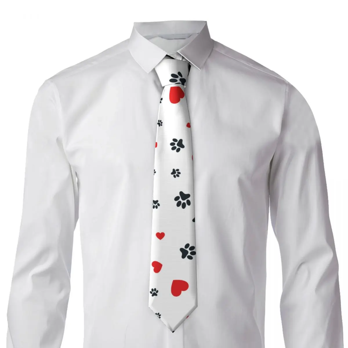 Corbata con patrón de corazón de pata para hombres y mujeres, corbata, accesorios de ropa