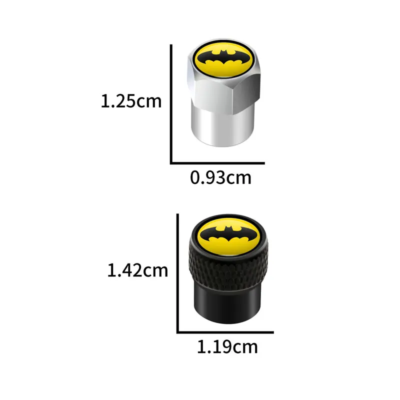 4Pcs Creative Bat Emblem Metal Wheel Tire Cover Air Valve Stem Caps For Car Bicycle Truck Motorcycle Universal fit Decoration