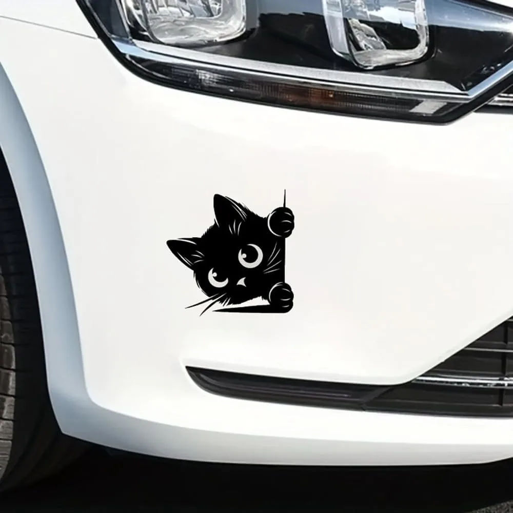 Aufkleber mit Silhouette einer schwarzenden Katze, wasserfeste Aufkleber für die Dekoration von Autofenstern und Stoßstangen – Detail 1