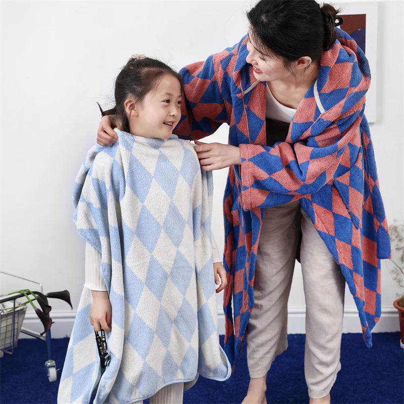 Brand Plaid Bath Towel Robe Ladies Kids Girl Cotton Striped Towels Home Clothing Cape Women Bathrobe Gown Homewear Female badjas