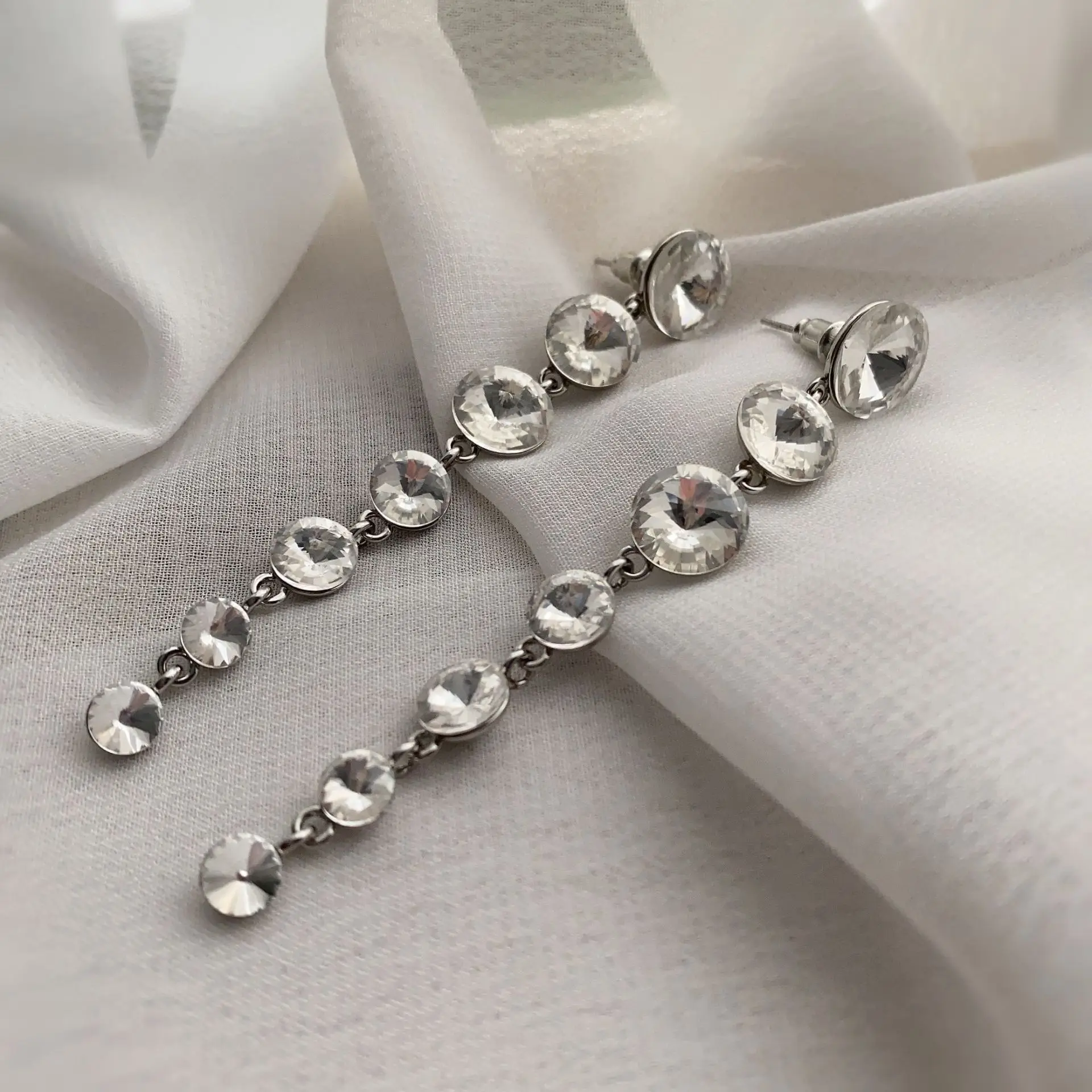 

Long Round Circle Diamond Drop Earrings for Women Fashion Silver Color Irregular Bead Long Dangle Earrings Trendy Jewelry Gift