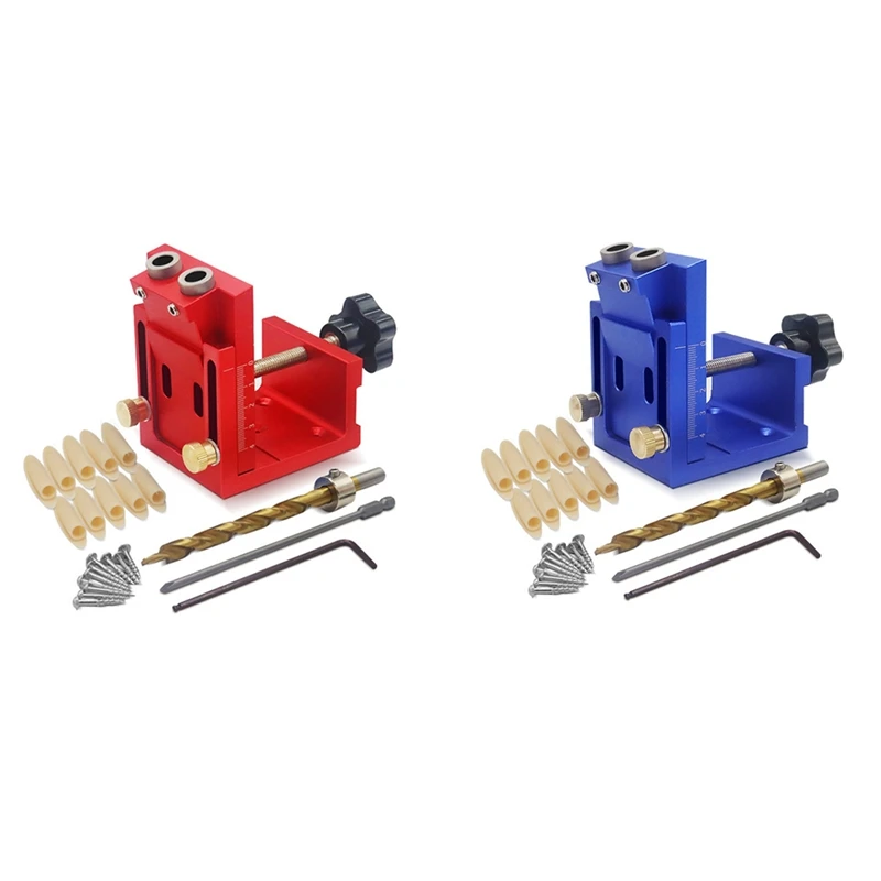 

Pocket Hole Drill Guide Dowel Jig, Aluminium Oblique Hole Locator Drilling Kit Woodworker DIY Tools With 9Mm Drill Bit