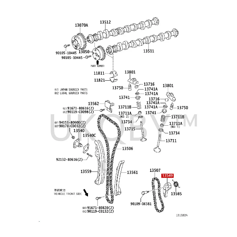 1354937010 135490T010 To yo ta  Corolla  Corolla  Vios   Yaris Chain tensioner pressure plate