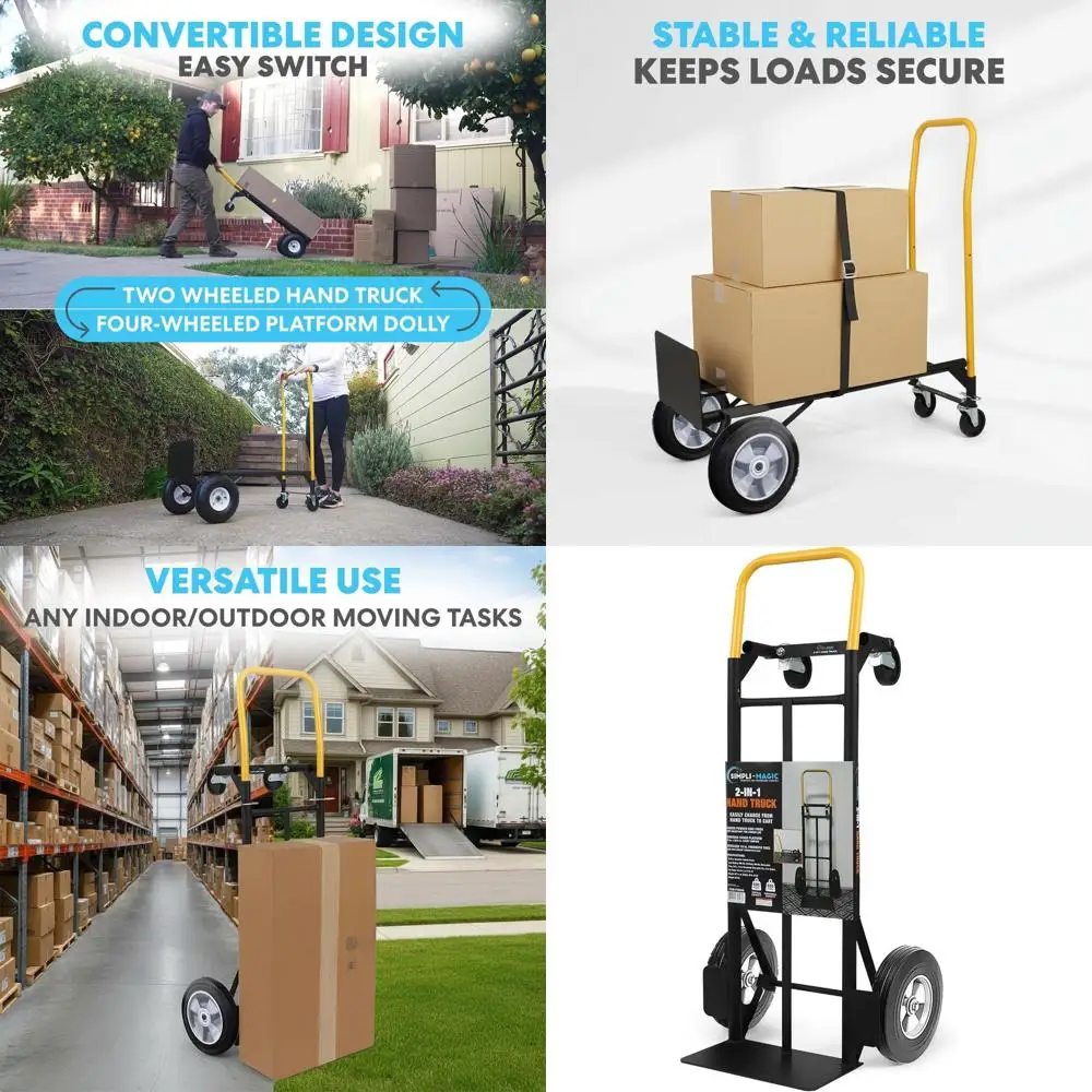 

Двухфункциональная складная тележка-платформа, грузоподъемность 800 фунтов, 10 пневматических колес и эргономичная ручка