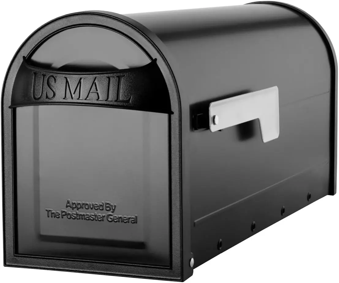 

Black Post Mount Mailbox, Medium, Galvanized Steel, Rust-Resistant, USPS Approved