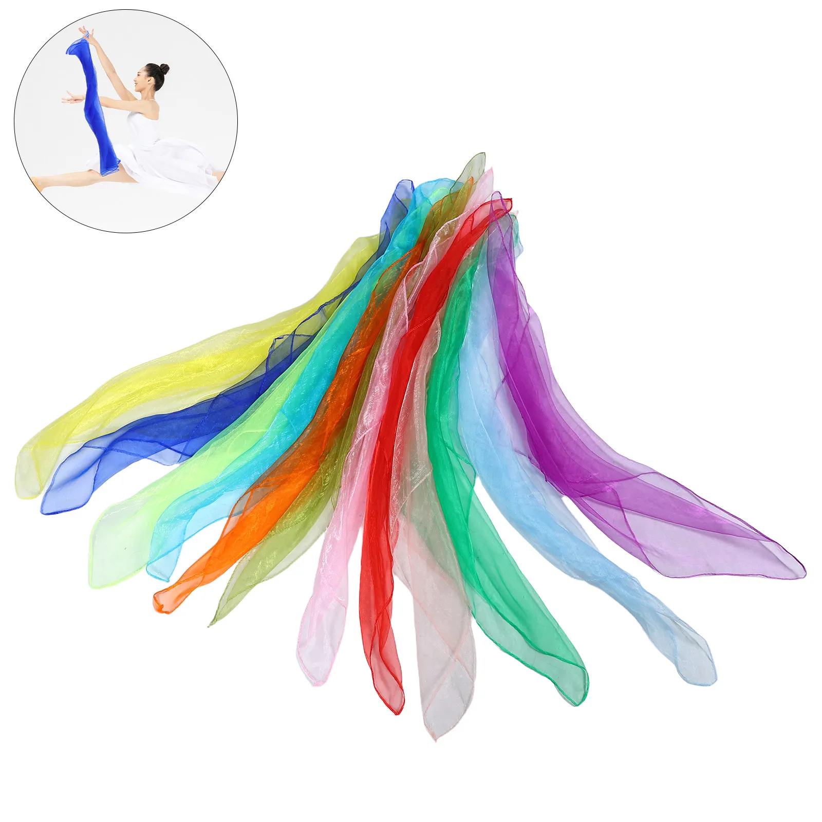 

Набор из 12 танцевальных платков: легкие, мягкие шифоновые платки 60x60 см для жонглирования, выступлений, косплея и вечеринок