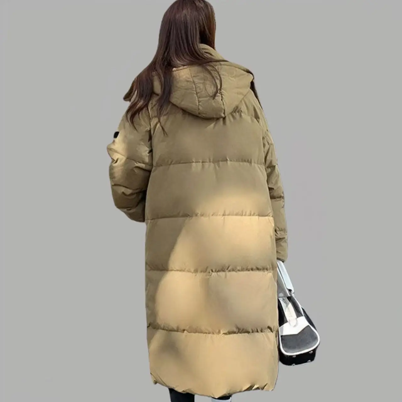 Chaqueta larga y gruesa de algodón para mujer, abrigo con capucha, ropa femenina, Corea, suelta, cremallera, nuevo, invierno, 2025