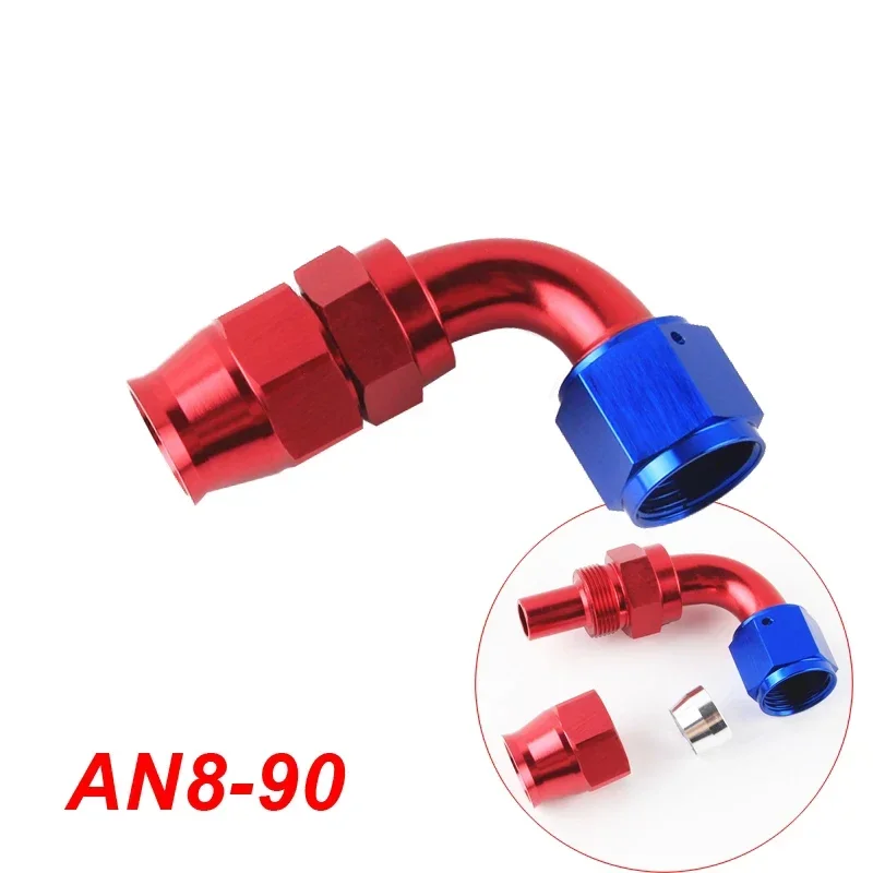 PTEF AN6 8 10 straight 45 90 DEGREE REUSABLE SWIVEL PTFE HOSE END FITTING