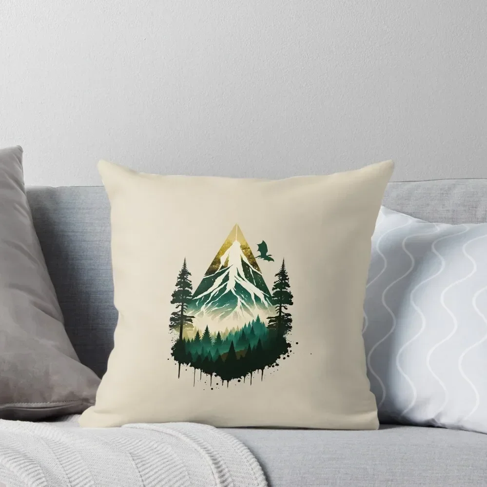 

The Lonely Mountain - Geometric - Dragon - Fantasy Throw Pillow Sofa Cushions home decor items pillow