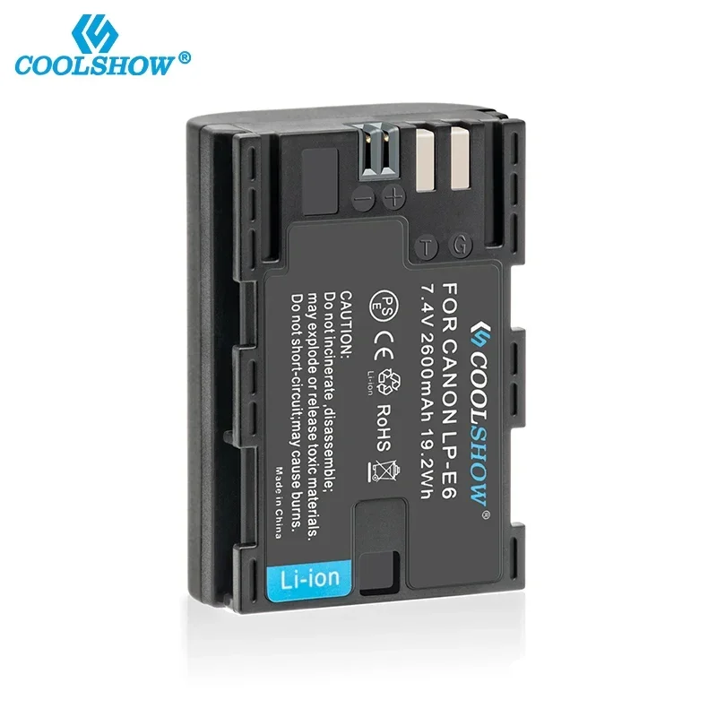 LP-E6 LP E6 Battery for Canon EOS 5DS 5D 6D 7D 60D 60Da 70D Mark II Mark III 80D XC10 DSLR 2600mAh Batteries Charger view 2