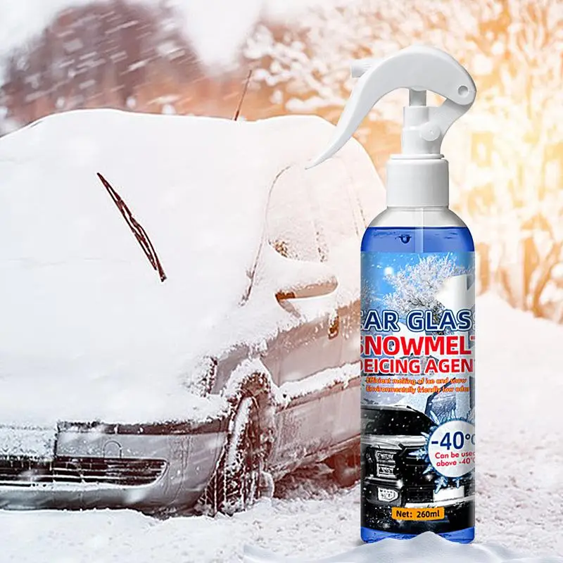 Windshield De-Icer Spray Window Glass Ice Melt Spray 260ml Ice Removal Spray Windshield Defroster Car Windshield Glass Anti Ice