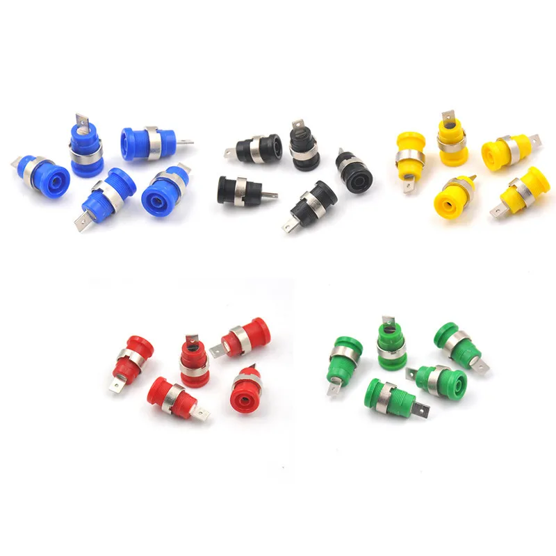 

5Pcs 4mm Banana Plugs Female Jack Socket Plug Wire Connector 5 Colors