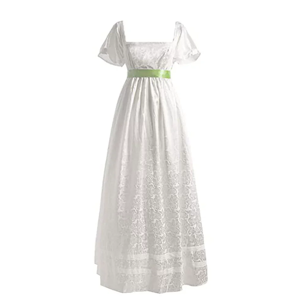 Corsé victoriano Medieval para mujer, vestido Vintage con cuello cuadrado, vestido blanco de Kate Sharma Regency, vestido de la era de la guerra Civil para Halloween