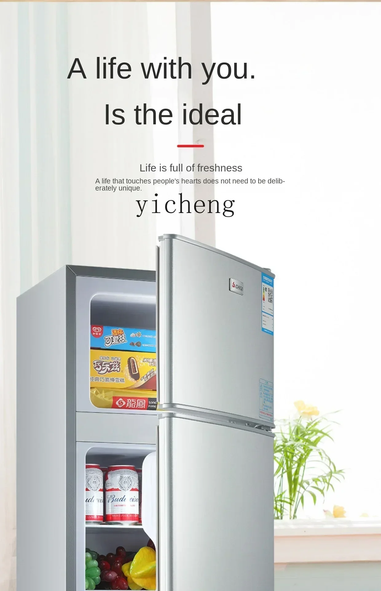 Mini Refrigerator Small Household Mini Dormitory Rental Room Single Two-Person Double Door Refrigerator