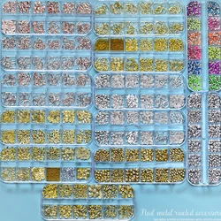 12Grids Gold Metal Star/Moon Nail Art Rivet Mixed (200-300pc) 3D Gold Alloy Star Nail Charms 6/8mm DIY Metal Gold Star Nail Part