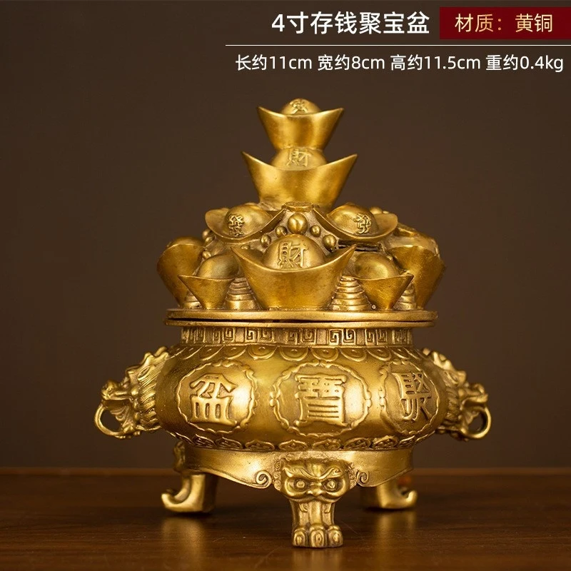 Brass Golden Toad , Chinese-Style Three-Legged Treasure Bowl, Home Decoration For Living Room, Office, And Shop