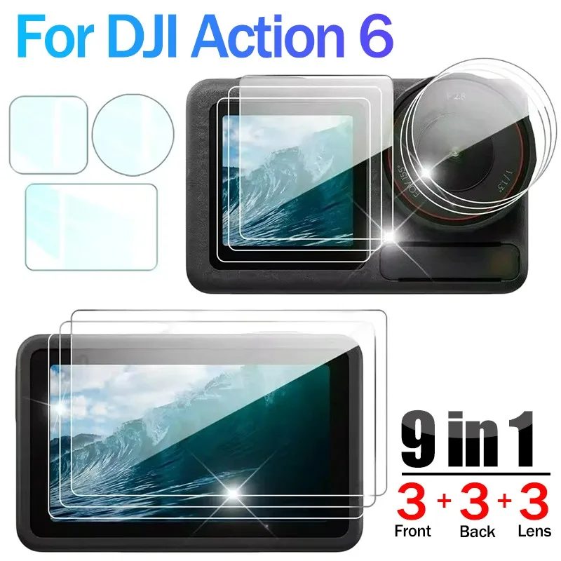 For DJI Action 6 Screen Protector HD Clear Thin Tempered Glass Anti Scratch Easy Installation Full Coverage Waterproof Oilproof