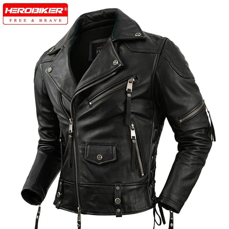 

Motorcycle Leather Jacket Top Layer Cowhide Leather Jacket Men Slim Fit Leather Jacket Off-road Motorcycle Riding Leather Jacket
