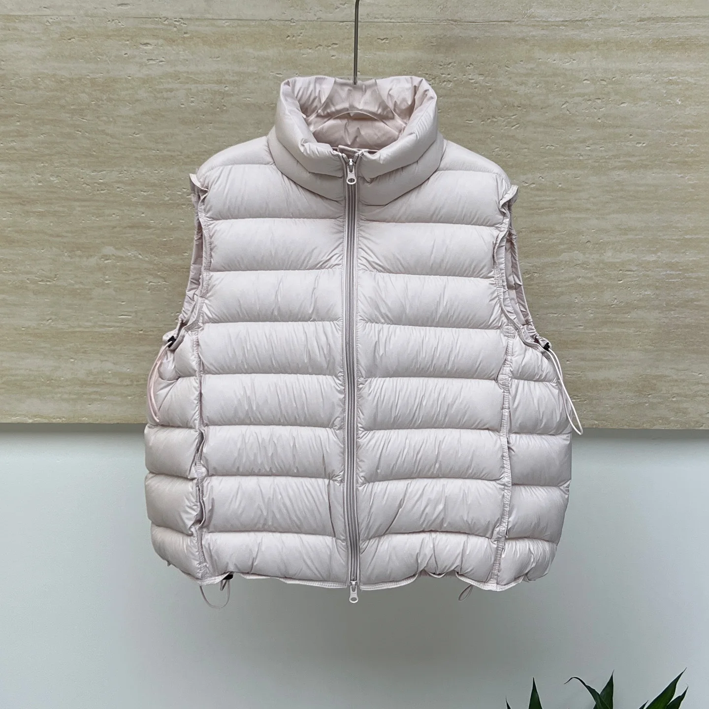 90er weiße Entendaunen-Daunenweste mit Schweinerippungen für Damen im Herbst und Winter, neue ärmellose Weste mit lockerem Kragen, lockere, leichte Weste