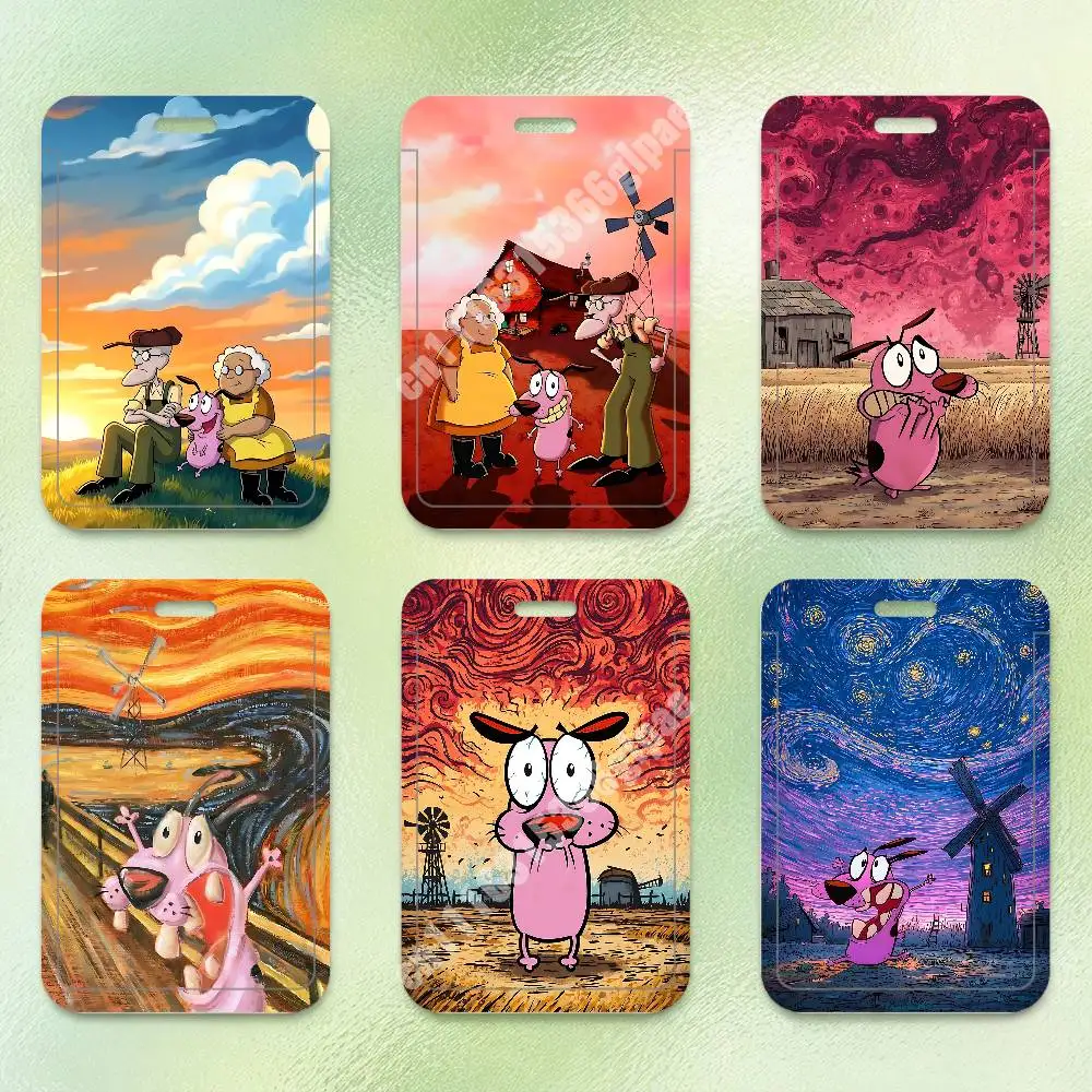 Porte-cartes en plastique C-Courage Cartoon The Cowardly Dog, porte-carte d'identification pour employé, porte-carte transparente pour visiteur