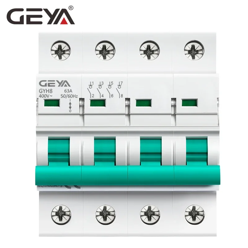 GEYA GYH8 Din Rail 4 Pole Isolating switch 400V Main Switch 63A 100A 125A Isolator Breaker