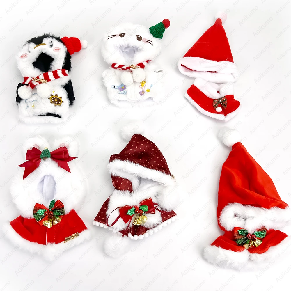 10 سنتيمتر القطن دمية عيد الميلاد زي القبعات شالات مقنعين الرؤوس المعبود دمية عطلة الملابس واللباس الملحقات DIY بها بنفسك لعبة #3