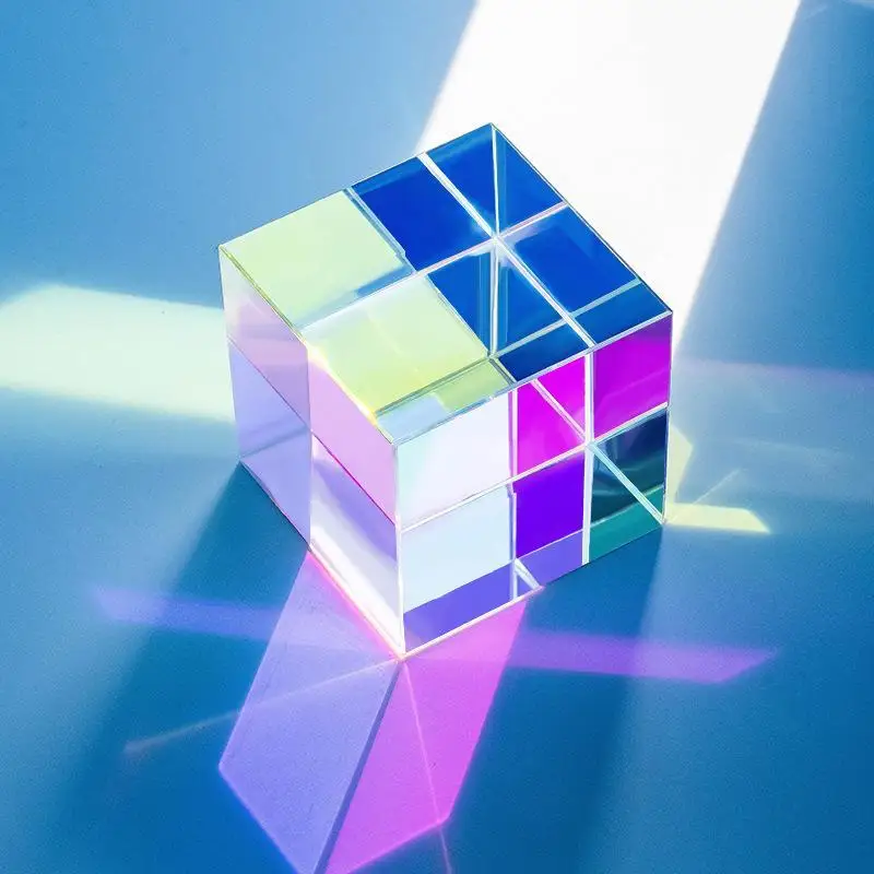HOT NEW Science Magic Prism Cube 15/20mm Hexahedral Crystal Magic Cmy Cube 3D Color Cube Prism For Photography