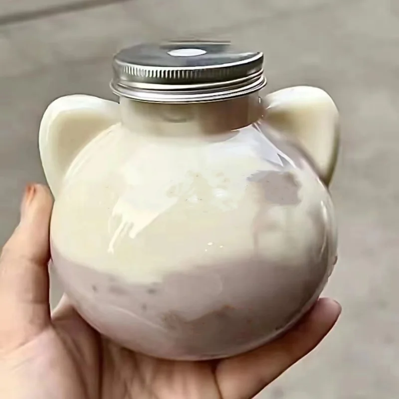 カスタム500ml（16オンス）可愛い動物猫型水筒、テイクアウトドリンク包装容器、ミルクティー、タピオカドリンク用カップ（蓋付き）