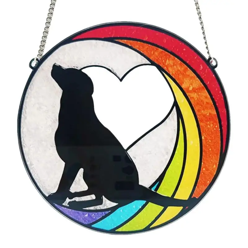 Dog Memorial Suncatcher Angel Dog Cat Memorial Ornament Pet Themed Sympathy Bereavement Black Cat Window Hang Decor For Pet Lost