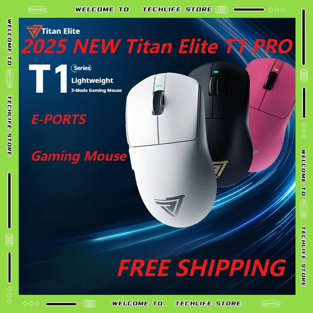 

Беспроводная игровая мышь TitanElite T1 Pro, 59 г, легкая, трехрежимная, Bluetooth 2,4G, RGB, эргономичный дизайн для ПК, ноутбука, киберспорта
