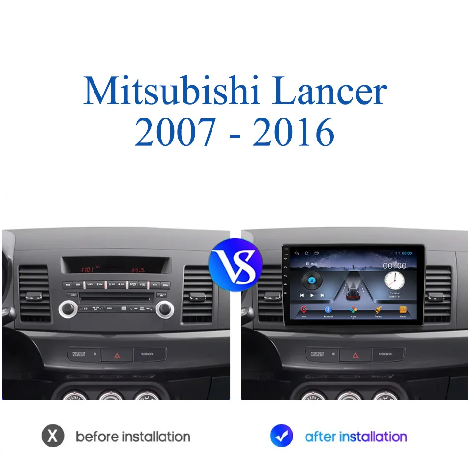 Car Auto Radio Android 14 8G+128G For Mitsubishi Lancer 2007 - 2016 Multimedia Head Unit 2 Din DVD Tape Recorder Carplay 4G Lte