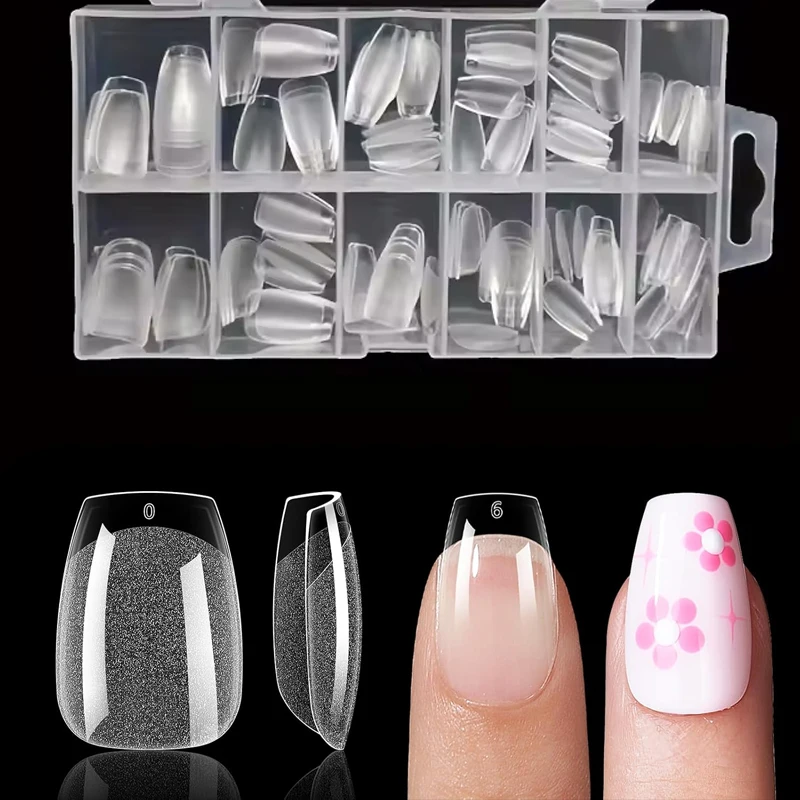 

Ultra-Short Coffin Nail Tips: 120 Pieces of Transparent Gel Short Coffin Nail Tips, 12 Different Sizes Full Coverage Acrylic Pre-Shaped Press-On False Nail Tips, for Nail Extension, Home DIY Manicure