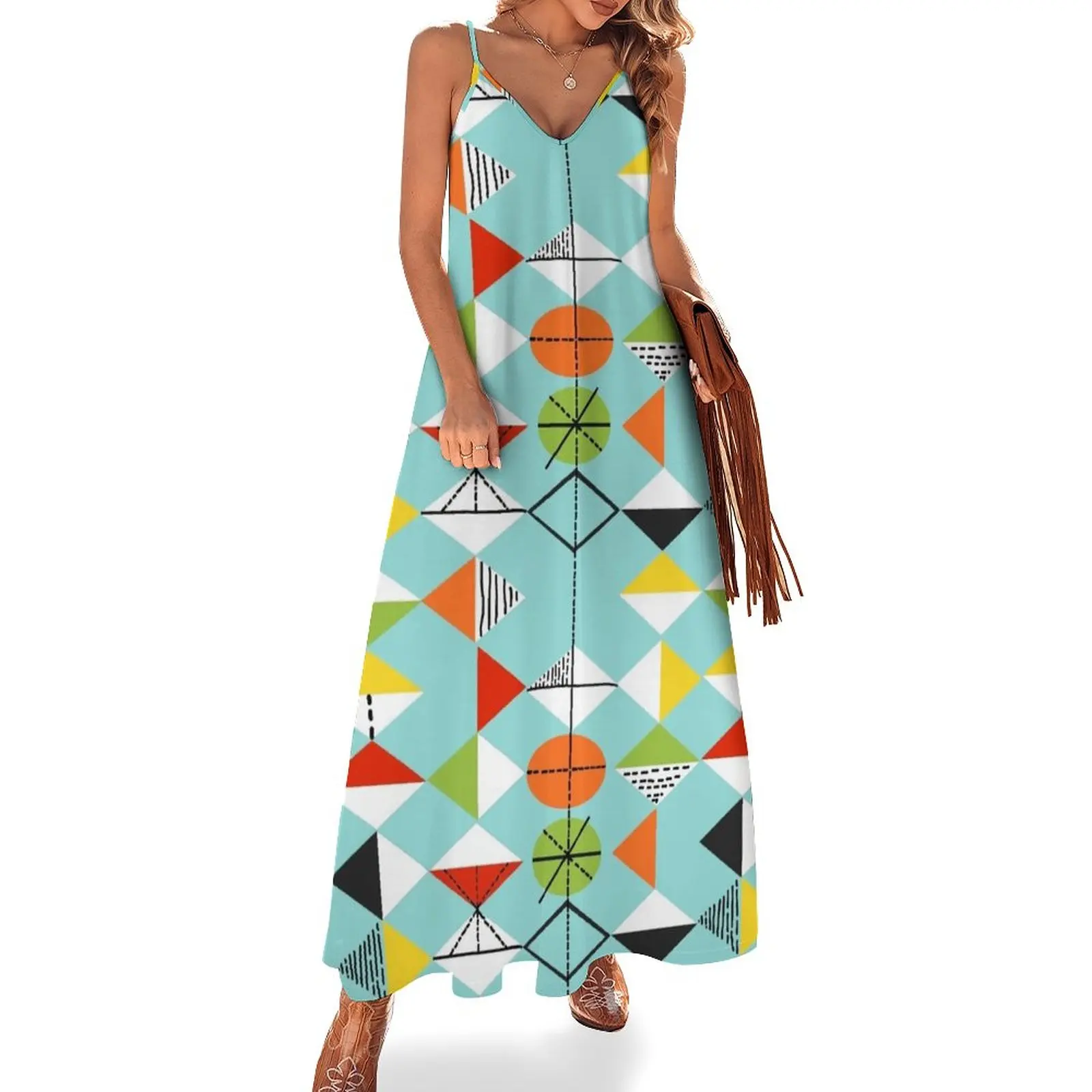

Retro Harlequin Pattern Sleeveless Dress Women dresses summer summer dress daily purple dress