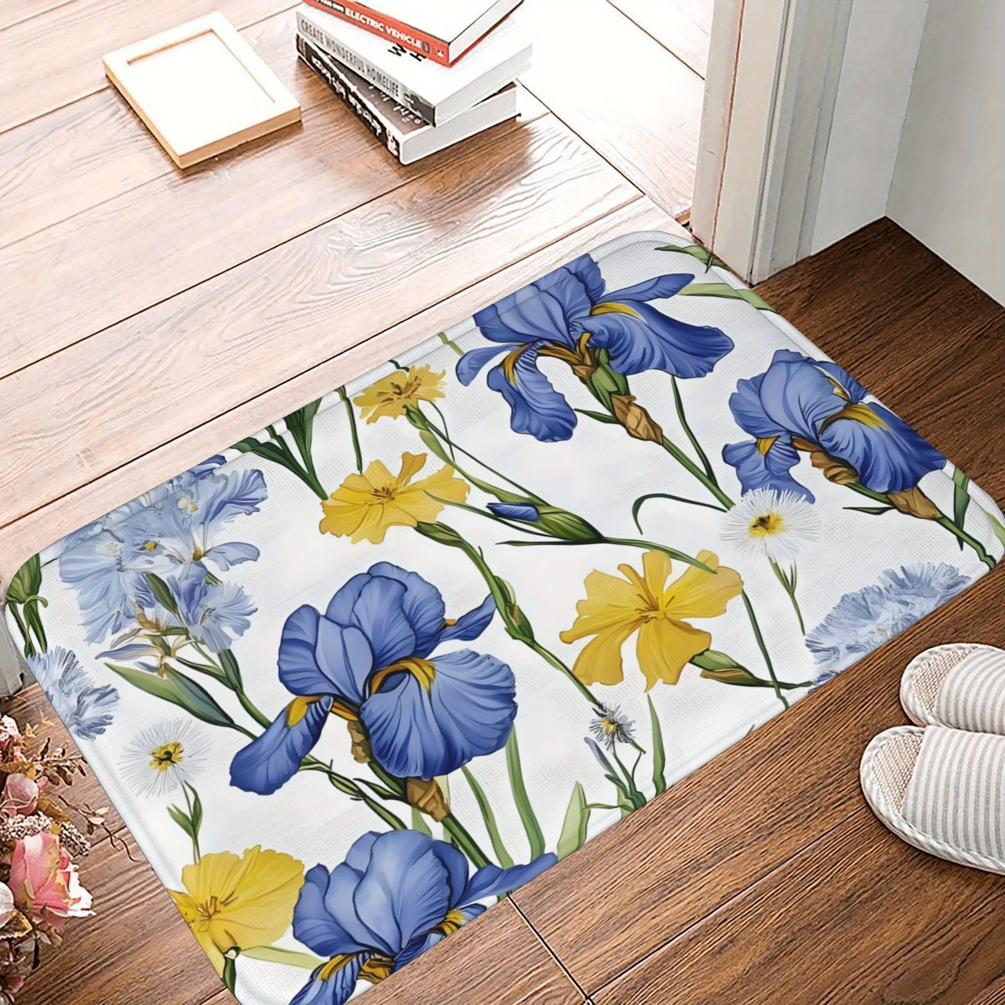 

1PC Iris Pattern Kitchen Rug Non-Slip Door Mats Pop design Bathroom Rug Bath Mat Carpet for Home Sink Laundry Decor