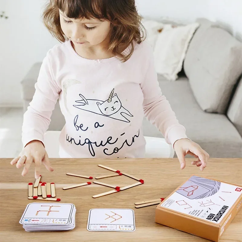 Montessori combina quebra-cabeças jogo brinquedos de madeira diy matemática geometria jogo de tabuleiro pensando jogo treinamento lógico brinquedos educativos para crianças