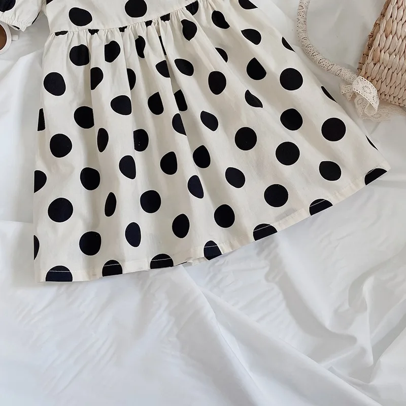 Summer Girls Dresses Polka Dot Print Princess Dress Baby Kids Children\'s Clothing Puff Sleeve Backless Beach Dresses