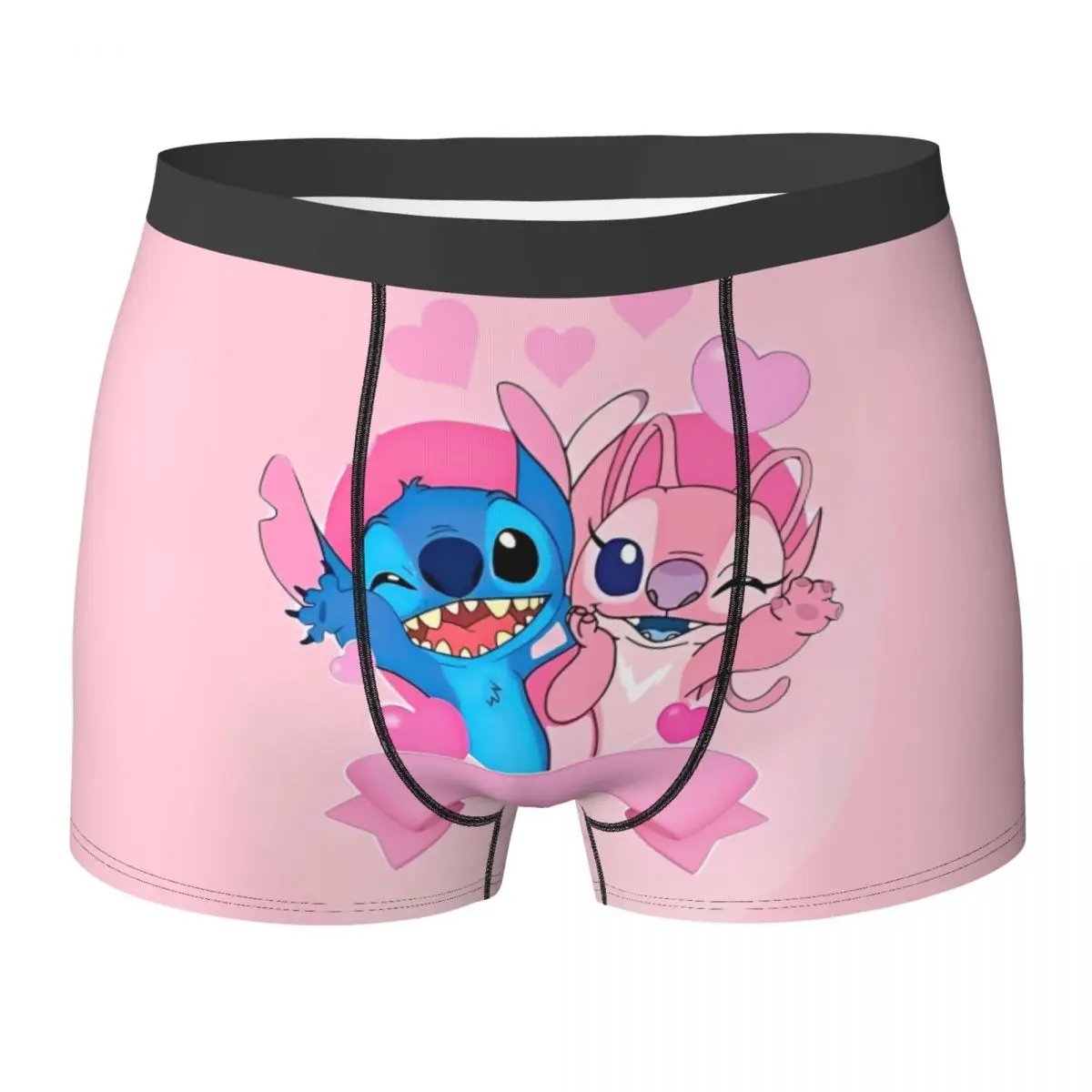 MINISO Stitch Underwear Cartoon Kawaii Breathable Panties Custom DIY Boxer Brief For Males Pouch Plus Size Trunk