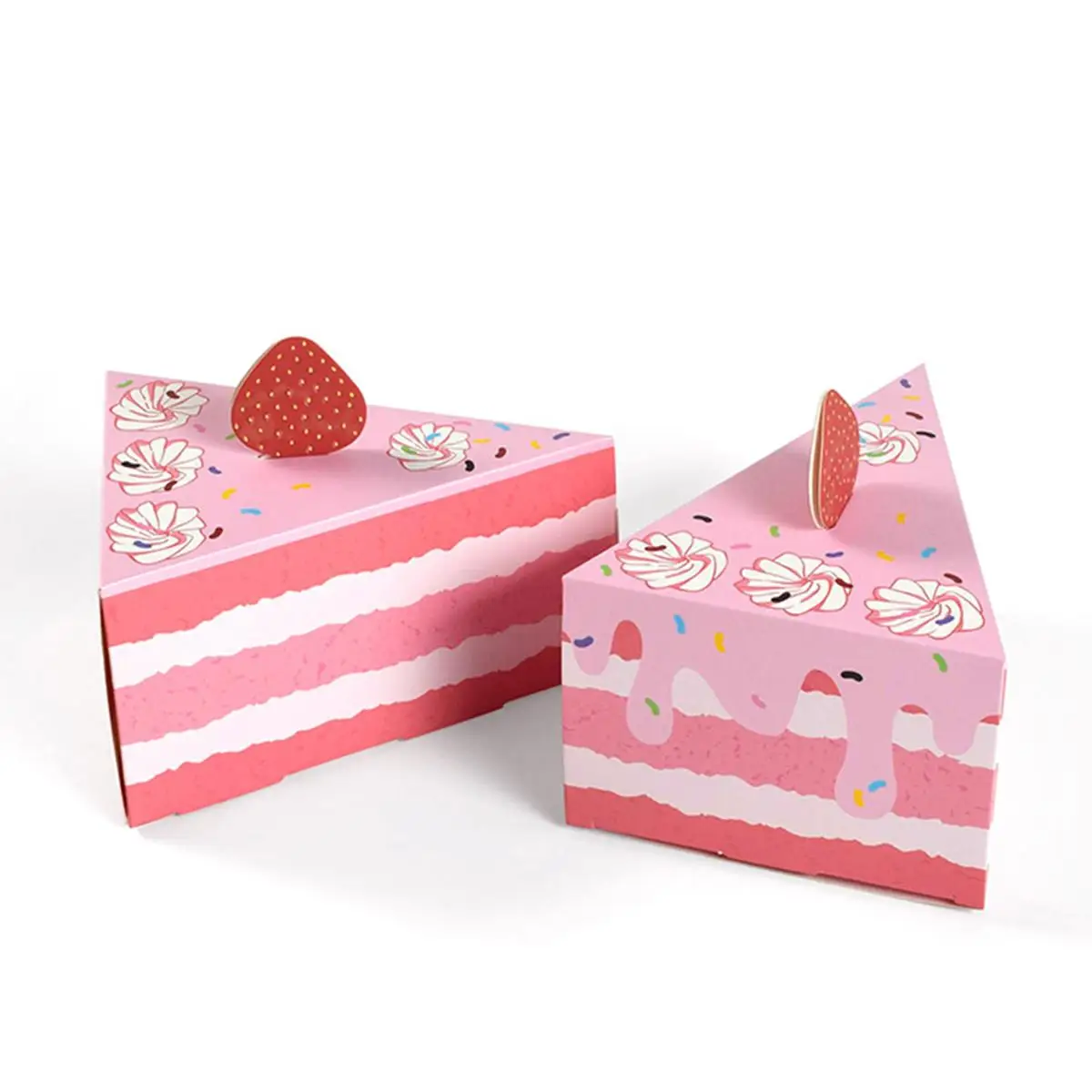 15pcs Cute Creative Triangular Cake Shape Wedding Candy Box Birthday Party Colorful Gift Packaging Box Cake Gift Box