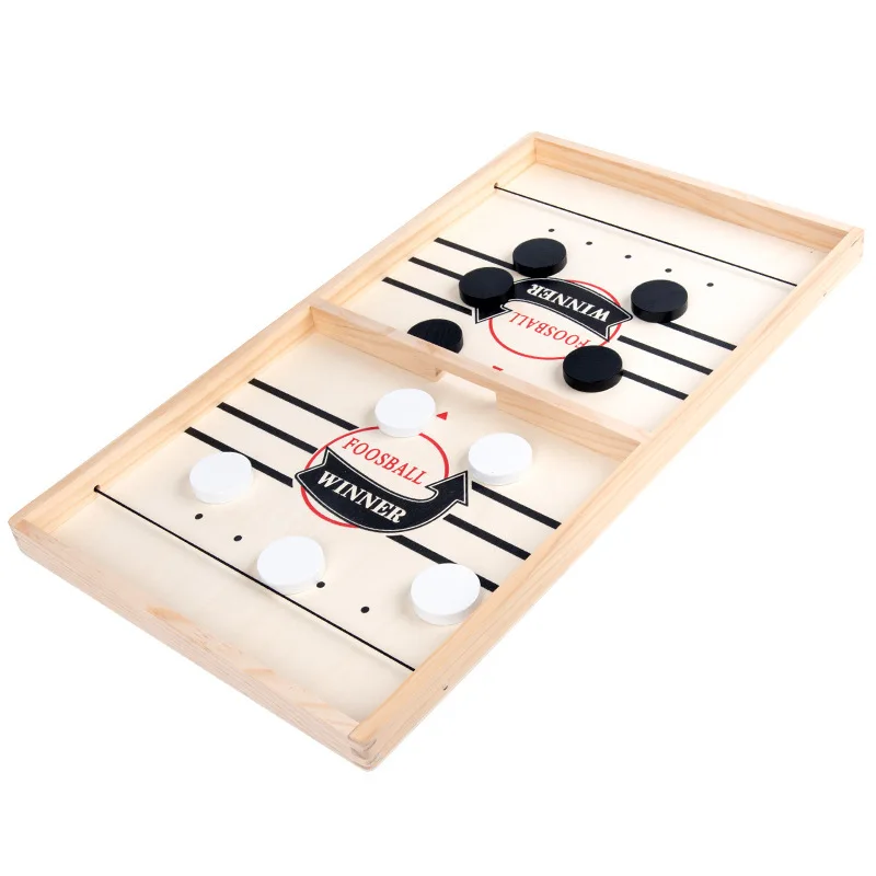 Juego de Puck de eslinga rápida, juego de Hockey de madera, mesa de súper futbolín, tablero de ganador, interacción entre padres e hijos, juegos