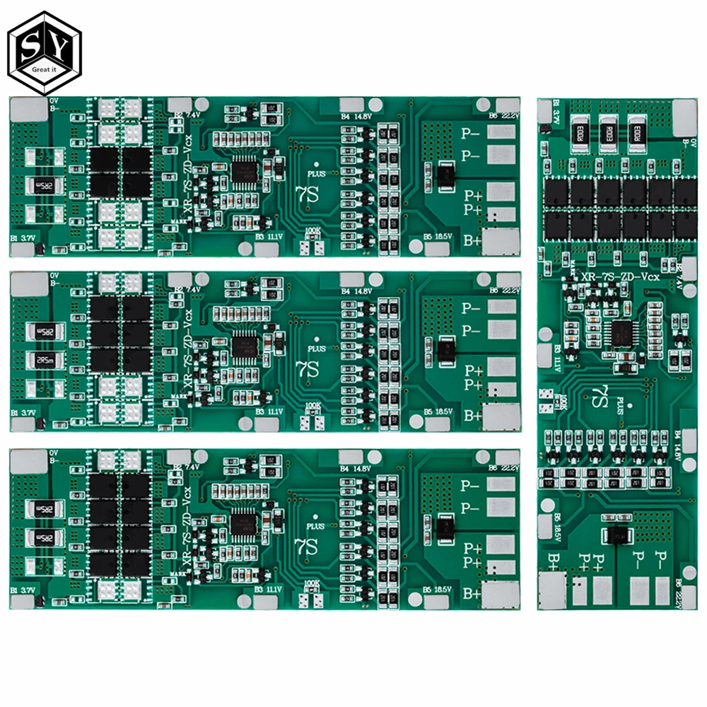 7S Li-ion PCB 24V 10A 15A 20A 30A BMS With Balance Used For 18650 Li-ion Battery Pack For 25.9V 24V E-bike Scooter