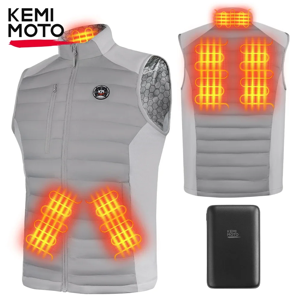 KEMIMOTO Heated Vest Unisex Jacket Electric Heating Hand Warmers with 10000mAh Battery for Outdoor Golf Ski Camping Sports Gear