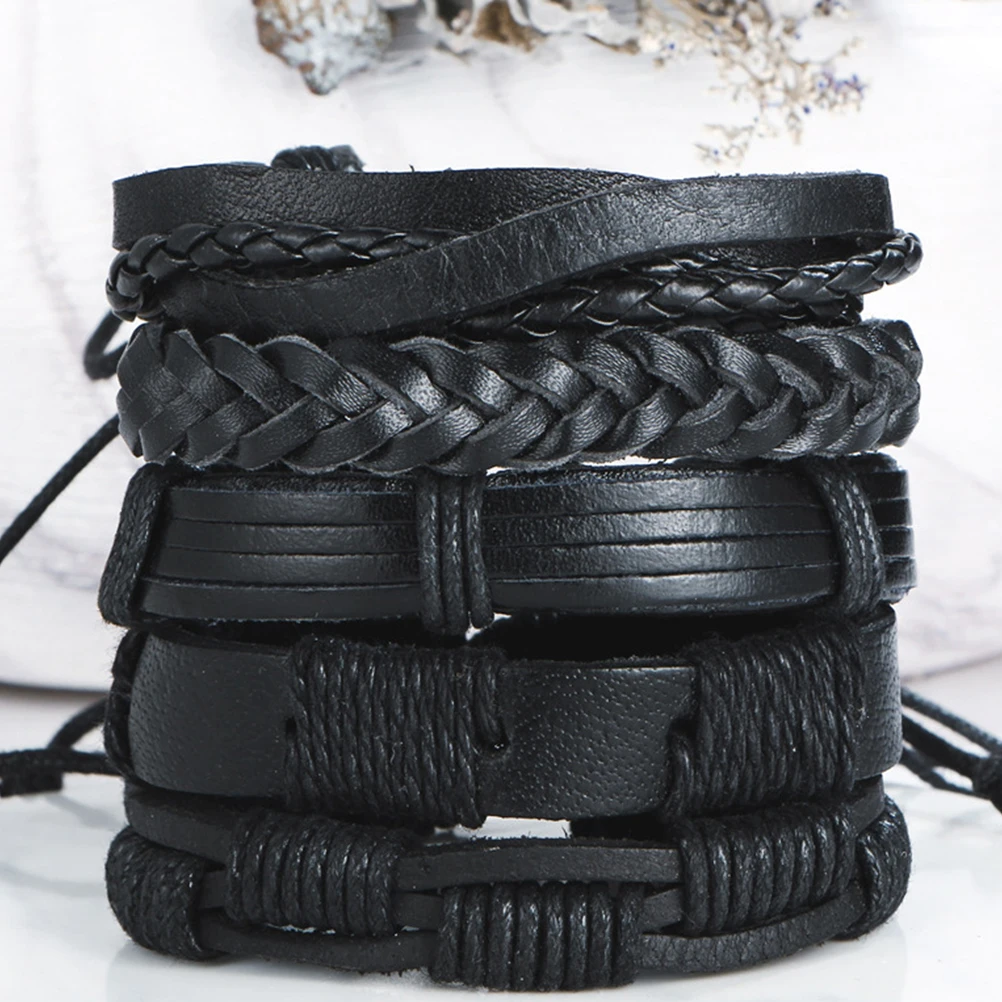 

5pc Bracelet For Men Adjustable Retro Cuff Wristband Hand Decoration Fashion Accessories Creative Design Durable Chic