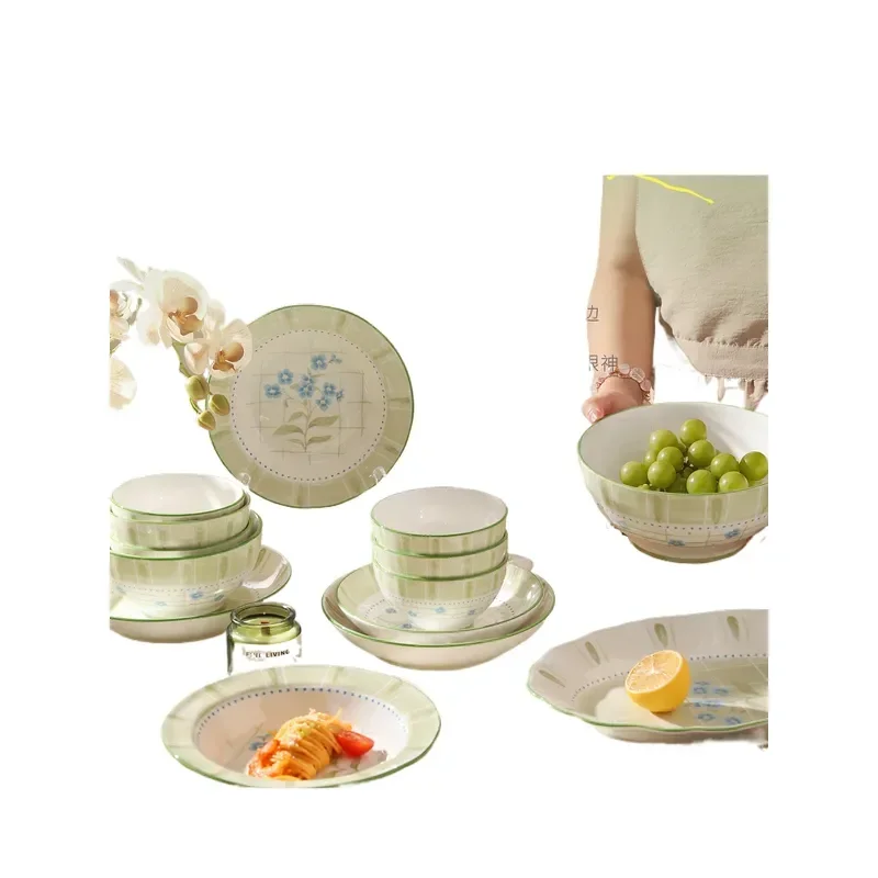 Small Fresh Ceramic Tableware Set Household French Pastoral Style Dish Combination High Value Housewarming Gift