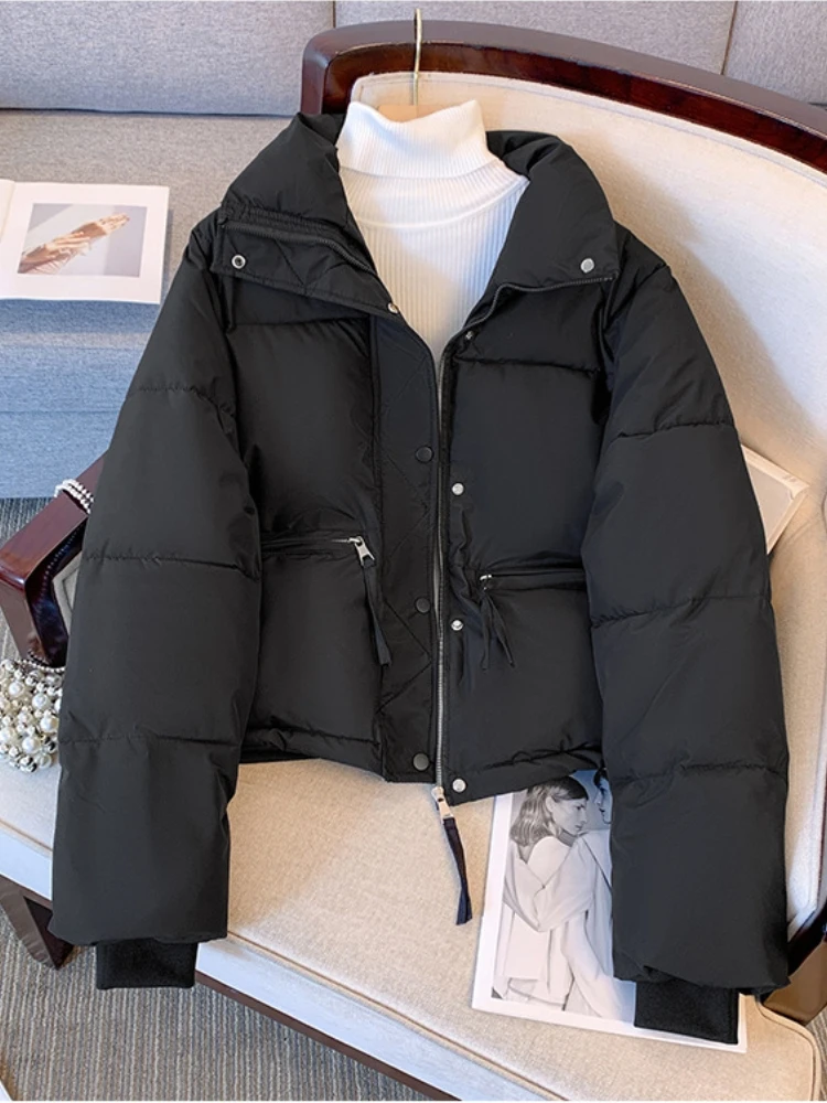 Thick Hooded Sustans Solid Office Lady Zipper Parkas Winter Korean Style Casual Autumn Clothes Cute Women New In Puffer Jacket
