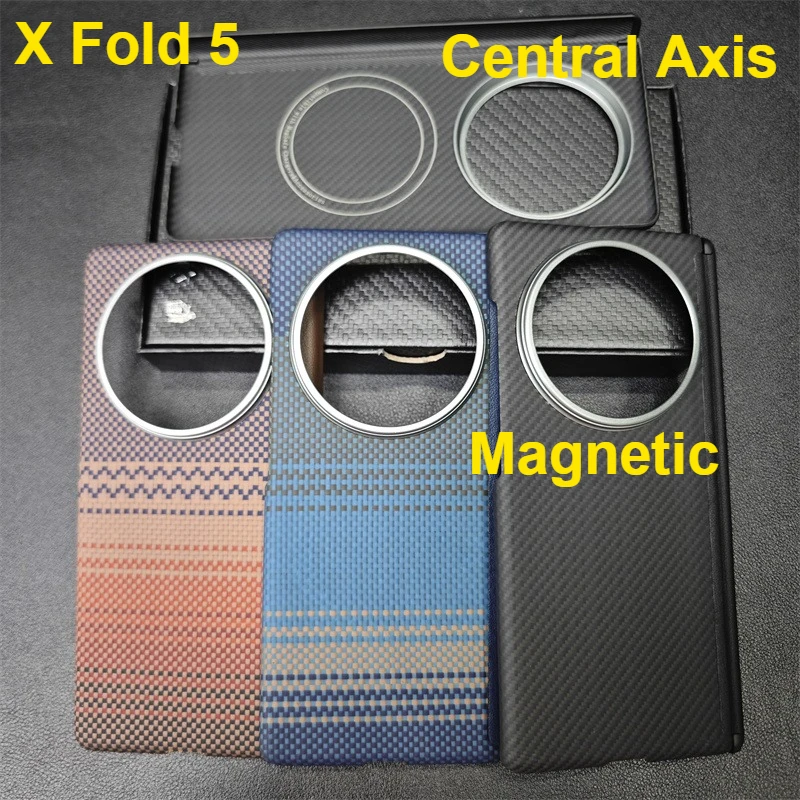 

Для VIVO X Fold 5, магнитный карбоновый чехол, центральная ось, защитный чехол из арамидного волокна, ультратонкий легкий чехол MagSafe