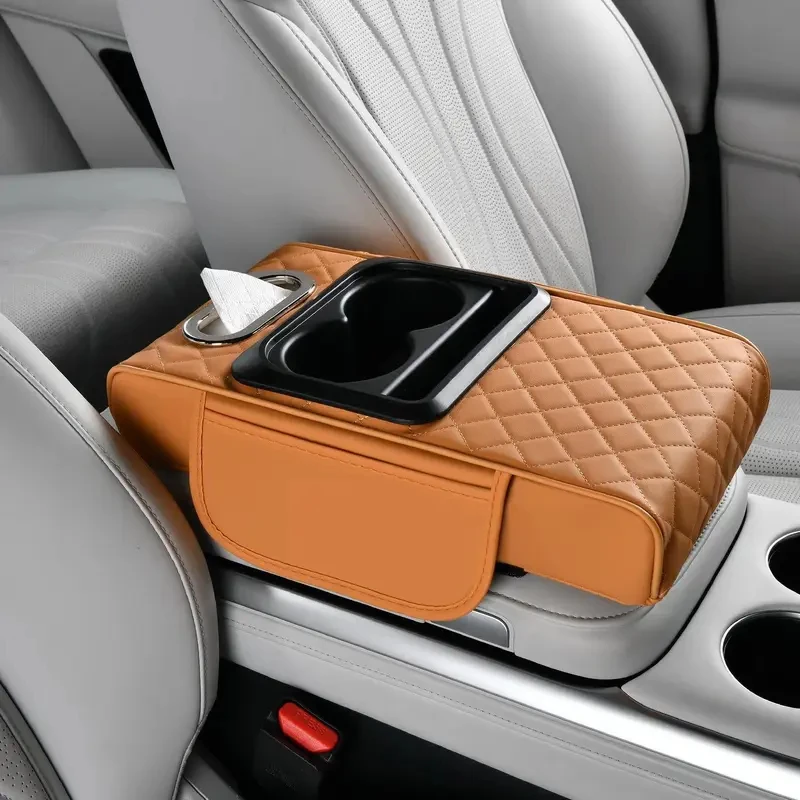 

Car Armrest Box Heightening Cushion with Tissue Box Storage Bag Auto Center Console Arm Rest Pad Waterproof Storage Phone Wallet