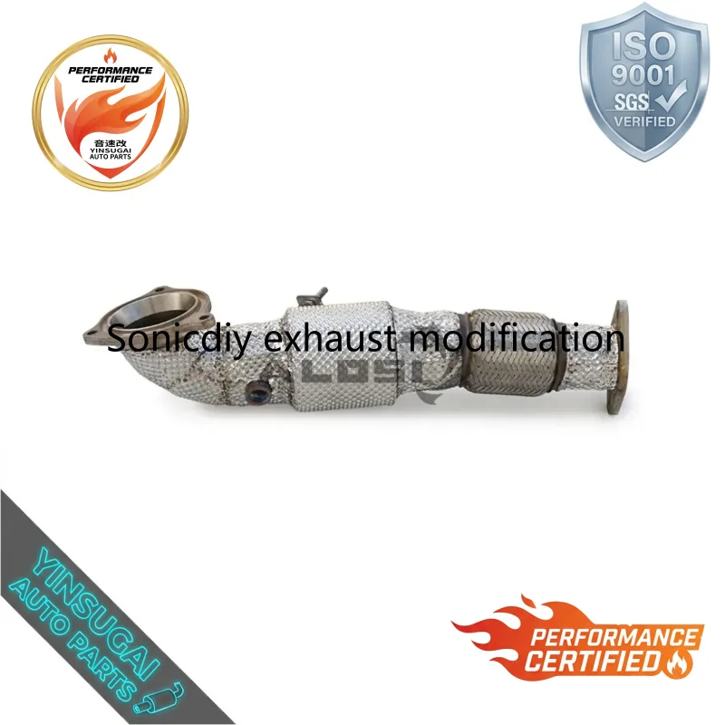 Cuski Heat Shielded SS304 Downpipe for Ford Focus 1.6T 2012-2015 Stainless Steel Racing Exhaust Tuning